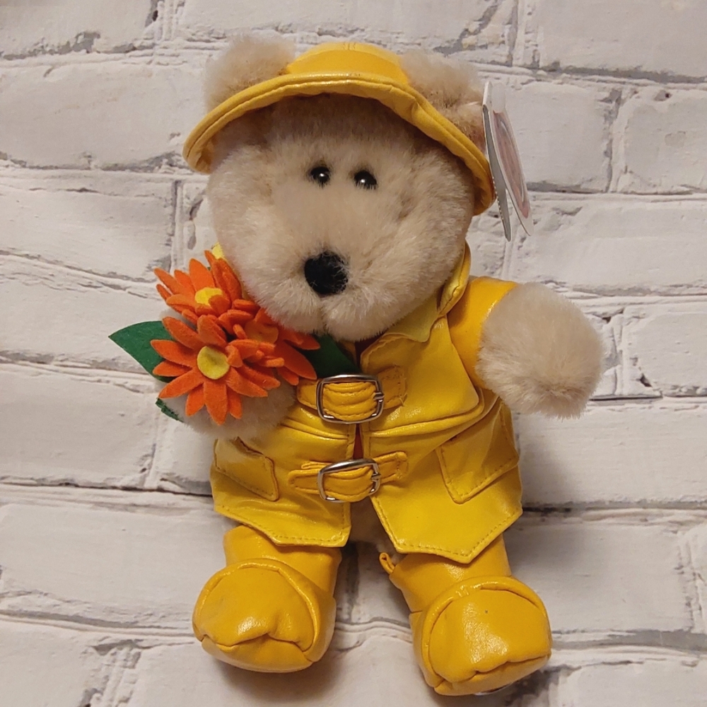 VINTAGE 2002 STARBUCKS BEARISTA BEAR IN YELLOW RAINCOAT